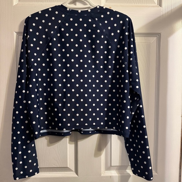 Shade & Shore Women’s Navy Polka Dot Long Sleeve Rash Guard Swim Top XL NWT - Picture 9 of 11
